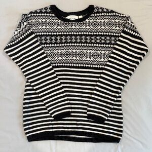 Navy Blue and White Fair Isle Sweater Women’s XS